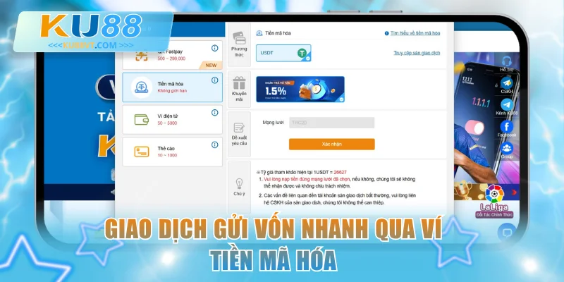 Giao dịch gửi vốn nhanh qua ví tiền mã hóa