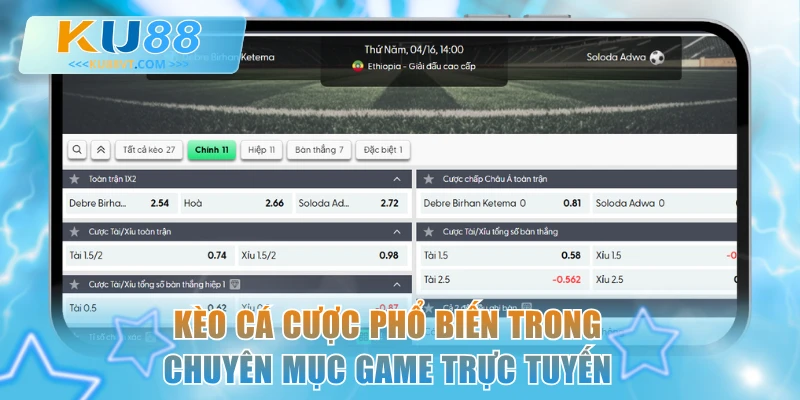 Kèo cá cược phổ biến trong chuyên mục game trực tuyến