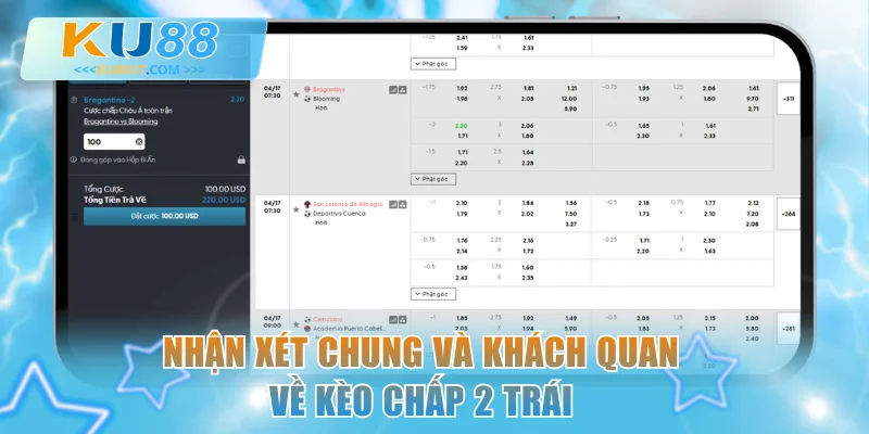 Nhận xét chung và khách quan về kèo chấp 2 trái